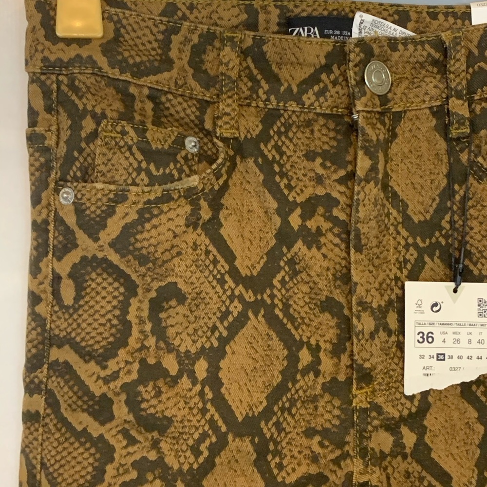 Zara Hi Rise Python Snake Printed Skinny Jeans - Picture 2 of 5